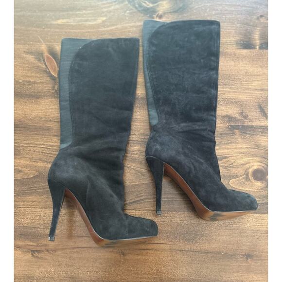 ⭐️ Enzo Angiolini Black Suede Leather Tall Heel‎ Vintage Boots Women's Size 6.5 - Picture 2 of 9